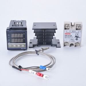 디지털 PID 온도 컨트롤러 REX-C100 REX C100 조절기 + 40DA SSR 릴레이 K 열전대 1m 프로브 RKC