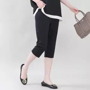 애비뉴투지 엄마옷 나일론 스판 아이스 허리밴드 주머니 여성 여름 칠부 정장바지