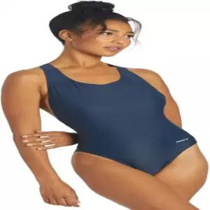 여성용 스포티 와이드 스트랩 크로스 백 운동 수영복 - 수영 팀 원피스 그래픽 디자인 38 Cross Back Navy