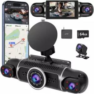 360° 대시 캠 전면 및 후면 뷰 4채널 카메라 FHD 2K+1080Px3 차량용 인사이드/백 170°+2x150°+170° 광각 8개의 IR 램프 야간 투시 WiFi GPS 1