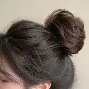 [룽스_65]가공 인모 생머리 똥머리 붙임머리피스 볼륨 헤어