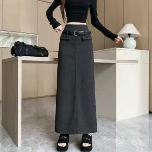 세군다 여성용 치마 롱 모직 일자 트임 슬림핏 힙업 정장 DOS1