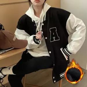 [룽스_65]배색 베이직 기모 여자야구점퍼 야구점퍼 1컬러