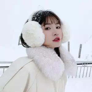 [룽스_65]보온 방한 접이식 겨울귀마개 여성 퍼 털 귀마개