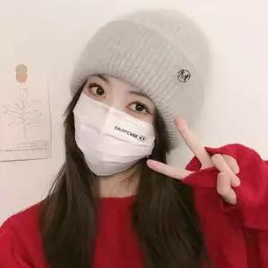 [룽스_65]겨울모자 양털 안감 뱃지 포인트 부드러운 비니