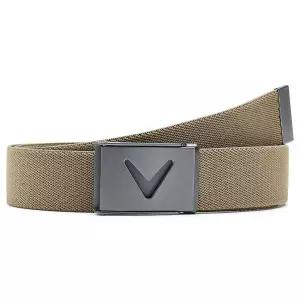 Callaway 남성용 V-로고 웹 골프 벨트, 내구성 있는 질감의 스트레치 소재와 금속 팁 조절 가능한 버클, 친