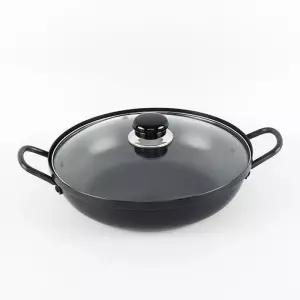 [룽스_65]국산 경질 복전골 냄비 (유리뚜껑포함) 30cm