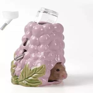 디피 햄스터 물병 유리 탱크용 포도 세라믹 디스펜서 시리아 생쥐용 드립 캡 2개 없는 25ML 홀더 게르빌