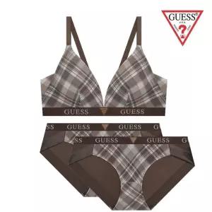 게스 GUESS 선물포장 체크프린트 노와이어 브라1팬티2 속옷세트 GDWBR923GDWBP923 475542