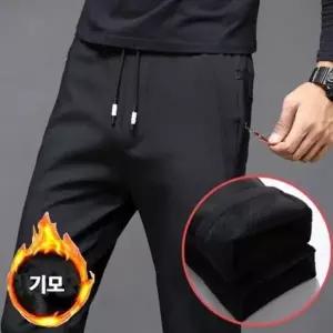 남성 허리밴딩 캐주얼 겨울 기모안감 편한 일자 바지 기모안감바지 일자바지 (W9ED74F)