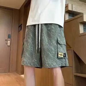 지니코코 남성 팬츠 여름 캐주얼 반바지 나염 비치 스트레이트 하의 아웃핏 힙합 5부 ADOR2