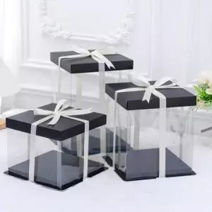 투명 케이크 상자 대형 선물 포장 용품 제과 박스 결혼식 생일 파티 디저트 패키지 S17 no ribbon as picture