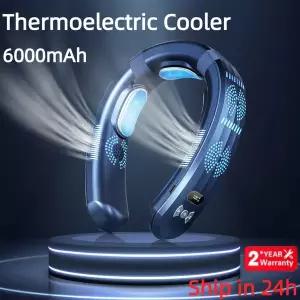 탁상 용 책상 미니 소형 데스크 목 팬 웨어러블 에어컨 USB 충전식 휴대용 3 냉동 음소거 6000mAh 야외 여