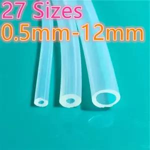 1 미터 27 크기 0.5mm ~ 12mm 식품 등급 투명 실리콘 튜브 고무 호스 물 파이프 1x2mm
