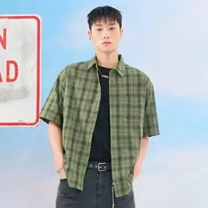 [셀러허브 1]체이스컬트 동백01 크리즈 체크 반팔셔츠  FBRK5523D0 (49973020)