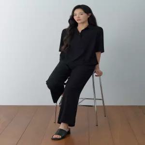 커버핏 블루종 블라우스 LOWSQ301_BK