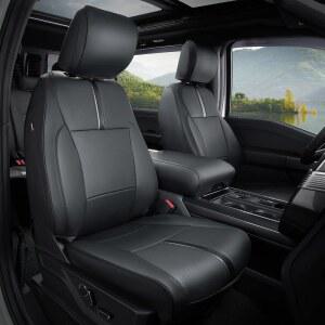 eAj 포드 F150 시트용 DiffCar 커버 2015-2023 2024 2025 2026, 풀 세트 가죽 방수 블랙 트럭 픽업 시트 커버 포드 F150 액세서리용 커스텀 핏, 슈퍼크루 /크루캡(XL,XLT)용 카시트 커버
