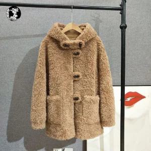 퍼 양털 떡볶이 코트 롱코트 뽀글이 스웨이드 더플 후드