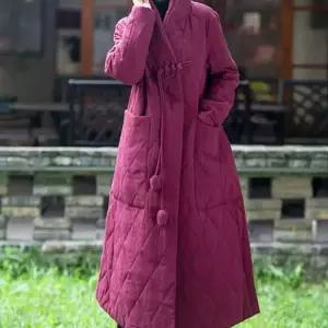 여성개량한복 롱 누빔 겨울 네이비 패딩코트 롱패딩 패딩