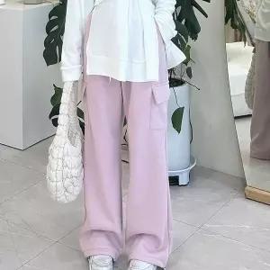 [하프클럽/옷자락]여자 겨울 스토퍼팬츠 스트링 카고 와이드 기모 바지