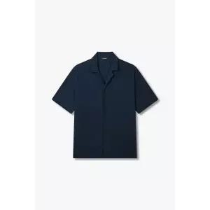 매장정품 EMPORIO ARMANI UNDERWEAR 엠포리오 아르마니 언더웨어 남성 이글 로고 오픈 카라 셔츠_블루 0815