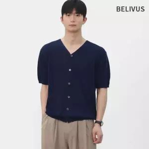 [빌리버스]빌리버스 남자 여름 린넨 브이넥 반팔 니트 가디건 BOCET019