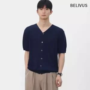빌리버스 남자 여름 린넨 브이넥 반팔 니트 가디건 BOCET019