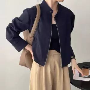 가을 출근 룩 여성 간절기 차이나 카라 라이더 자켓