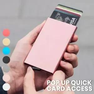 RFID 차단 슬림 팝업 지갑 남성 및 위한 미니멀리스트 신용 카드 홀더 금속 케이스