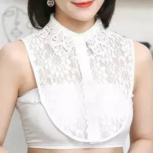 페이크 카라 셔츠 펀칭 레이스 여자 이너 레이어드