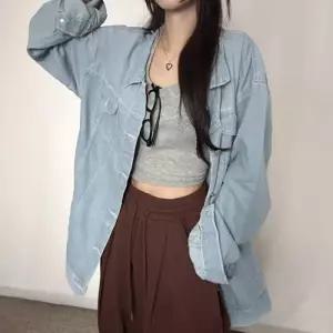 여성 캐주얼 루즈핏 카라 데님 청자켓 IS-DN20