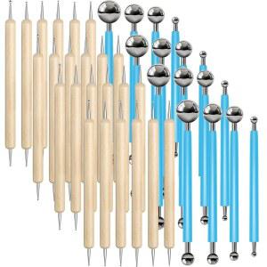 ASHMACDO 30PCS 회화 도팅 만다라 점토 도자기 도구 금속 엔드 모델링 도구