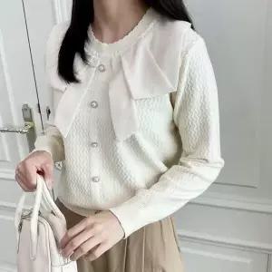 아트박스/신상오픈런 루파가 매듭 롱슬리브 스웨터 배색 디테일