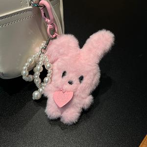 하트 목걸이 핑크 토끼 인형 키링