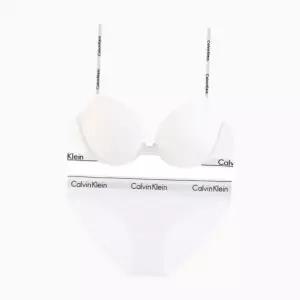 [Calvin Klein]UNDERWEAR CK 여성 모던 코튼 데미 브라팬티 세트 QF7936F3787 WHITE 698161