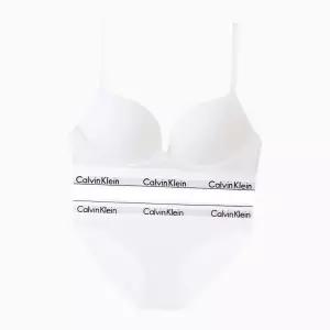[Calvin Klein]UNDERWEAR CK 여성 아이콘 코튼 AF 플런지 푸쉬업 브라팬티 세트 QF8502F3787 WHITE 697877