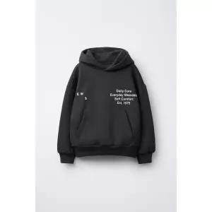 국내배송 ZARA 자라 주니어 키즈 텍스트 후드 스웨트셔츠 콜 그레이 8417780807 1538207