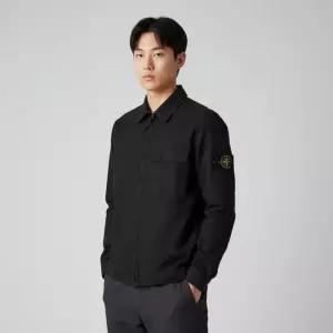 스톤아일랜드 스톤 남성 와펜 패치 브러쉬드 코튼 오버셔츠 자켓 블랙) L1S15 1200008 S00WN V0129