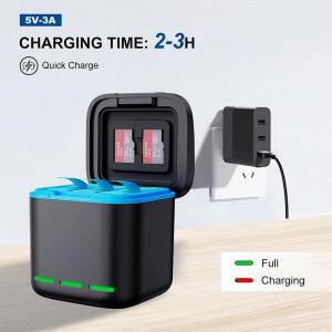 GoPro Hero 11 10 9 블랙용 1800mAh 배터리 충전기, GoPro 액션 카메라 액세서리용 C타입 케이블 포함 3방