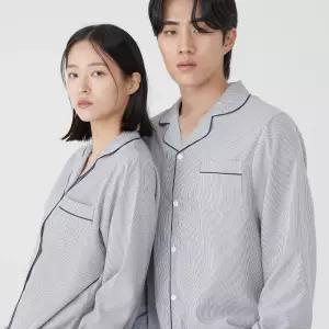 안파 커플 잠옷 파자마 홈웨어 실크핏 수면 신혼부부 선물 긴팔 세트 베이직 스트라이프
