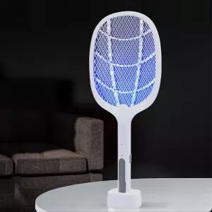 파리 전자 거치식 원버튼 전기모기채 충전식