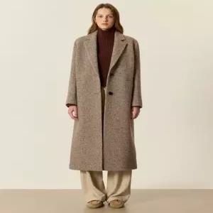아떼 바네사브루노 여성 25FW [시즌오프]브라운 헤링본 울혼방 싱글 롱코트 VLCO5D419W2