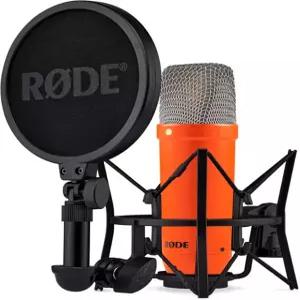 음악 제작 보컬 녹음 스트리밍 및 팟캐스트를 위한 쇼크 마운트 팝 필터 XLR 케이블이 포함된 RØDE NT1 시그니처 시리즈 대형 다이어프램 콘덴서 마이크(오렌지)
