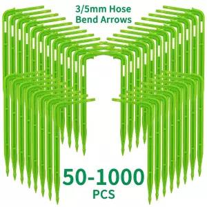 점적호스 관수자재 농업용  WUJIE 50-1000PCS 1/8 녹색 도저 3/5mm 벤딩 화살표 이미 터 정원 화분 관개 급