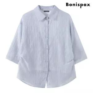 [보니스팍스]백 포인트 썸머 7부 반팔 셔츠 (XQ2BA034L0)