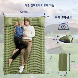 베개가 내장된 해변 텐트용 침낭 더블 컴팩트한 백패킹 에어 2인용 매트 휴대용 펌프 패드 하이킹