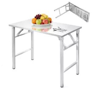 게이블릿 스테인리스 스틸 접이식 테이블 36인치 x 18인치 주방 준비 작업대 220파운드 용량의 조리대 조립 필요 없음 가정용 상업용 차고 야외용 36 D x 18 W
