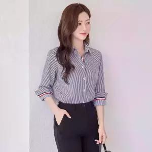 [모리스커밍홈] 삼색 히든 테잎배색 7부소매 셔츠_M2605BL100B
