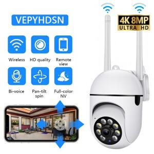 8MP Wifi IP 무선 보안 감시 PTZ 카메라 4X 줌 카메라 양방향 오디오 HD 야간 컬러 캠 추적