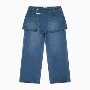 마리떼 우먼 레이어드 스커트 데님 팬츠 B1 MFG46SDP107 BLU LBL